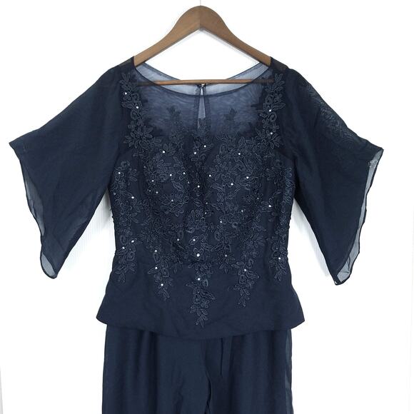 NEW NWT JAEDEN Mother of The Bride or Groom Pantsuit Jumpsuit Navy Blue Size 12 - Picture 3 of 9